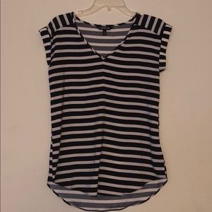 Express black and white striped v-neck blouse